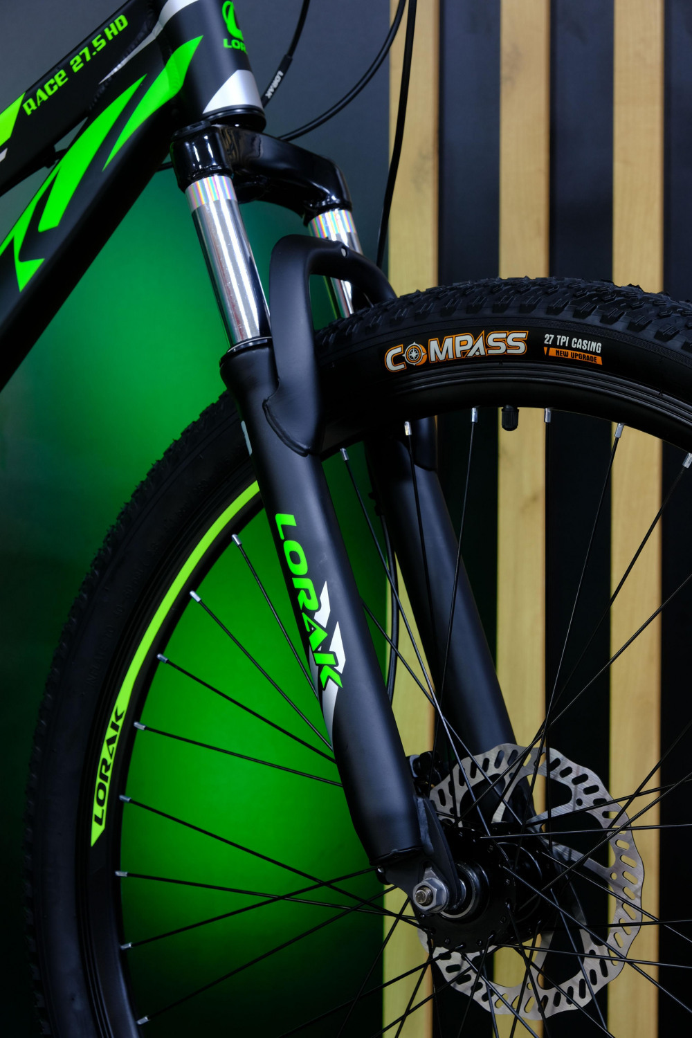 LORAK RACE 27,5 HD Матовый Чёрный/Зелёный
